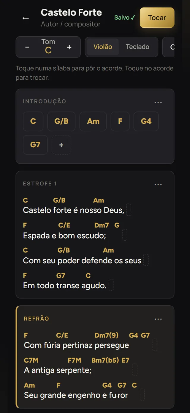 A música já montada no editor, no celular